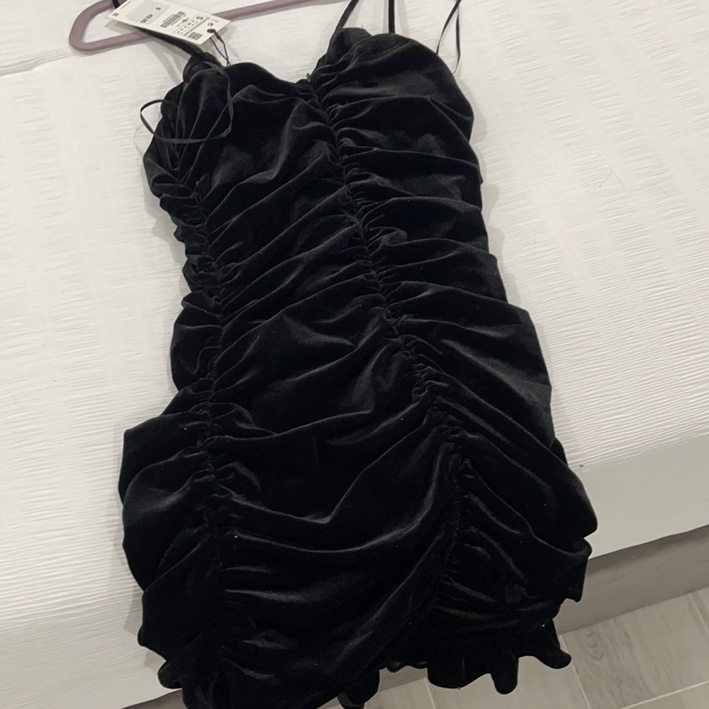 Black Ruched Mini Dress (Zara)